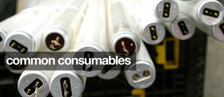 Common Consumables: batteries, fluorescent tubes and toners